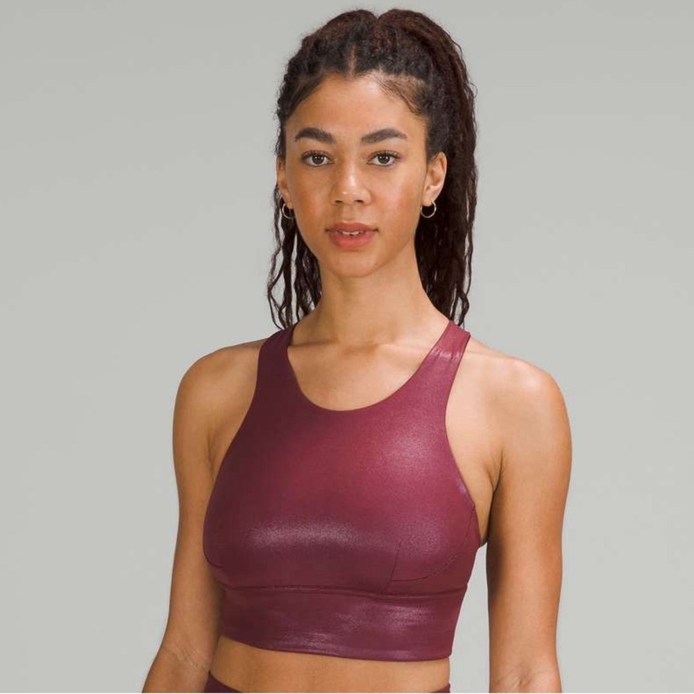 Lululemon Athletica Women’s Burgundy Crop Top Round Neck Sleeveless Gym Running‎